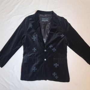 Y2k Machine Type Field Apparel Black Velvet Iron Cross Blazer